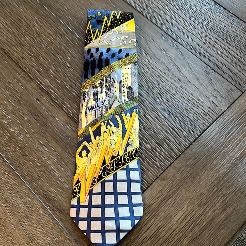 100% Silk Sherry Wolf Tie - Wall Street Print